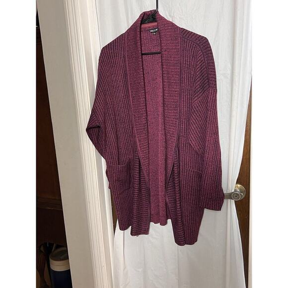 Misook Pink Black Open Cardigan Long Line Zipper Accent Size L Career Wear - Picture 1 of 7